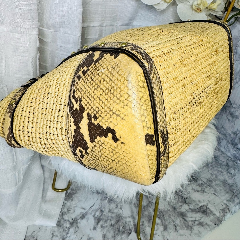 COACH PYTHON STRAW NATALIE NATURAL TOTE PURSE - -16839- EUC - Picture 8 of 11